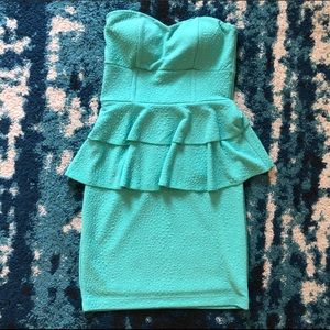 Mint Glitter Peplum Bodycon Dress w/ Boning